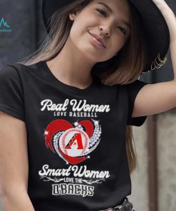 Real women love baseball smart women love the Arizona Diamondbacks baseball heart logo gift shirt