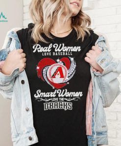 Real women love baseball smart women love the Arizona Diamondbacks baseball heart logo gift shirt