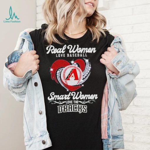 Real women love baseball smart women love the Arizona Diamondbacks baseball heart logo gift shirt