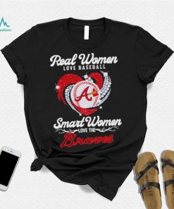 Real women love baseball smart women love the Atlanta Braves baseball heart logo gift shirt