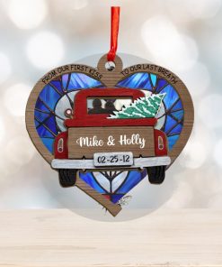 Redtruck Couple Personalized Suncatcher Ornament