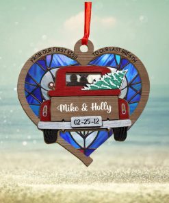 Redtruck Couple Personalized Suncatcher Ornament