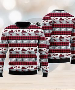 Reindeer And Beer On Buffalo Plaid Pattern Christmas Unisex Ugly Sweater