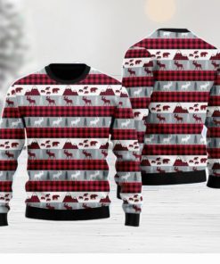 Reindeer And Beer On Buffalo Plaid Pattern Christmas Unisex Ugly Sweater