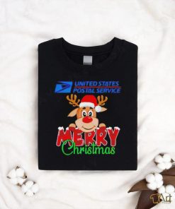 Reindeer Santa USPS United States Postal Service Merry Christmas logo shirt