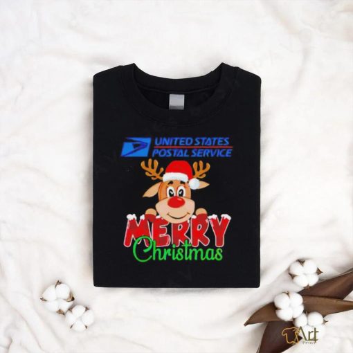 Reindeer Santa USPS United States Postal Service Merry Christmas logo shirt