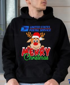 Reindeer Santa USPS United States Postal Service Merry Christmas logo shirt