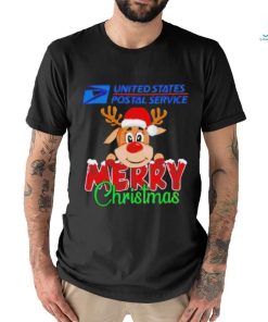 Reindeer Santa USPS United States Postal Service Merry Christmas logo shirt