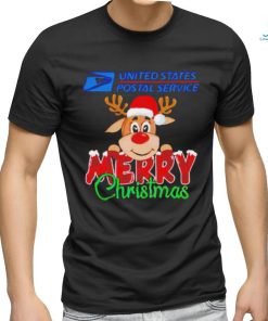 Reindeer Santa USPS United States Postal Service Merry Christmas logo shirt