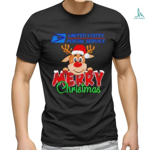 Reindeer Santa USPS United States Postal Service Merry Christmas logo shirt