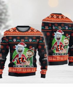 Rick And Morty Nfl Cincinnati Bengals Black Ugly Christmas Sweaters