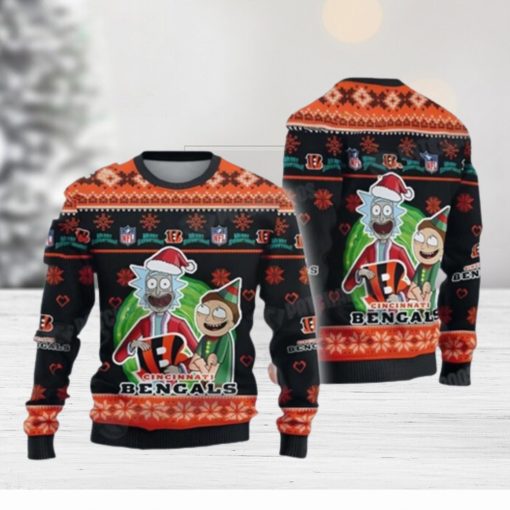 Rick And Morty Nfl Cincinnati Bengals Black Ugly Christmas Sweaters