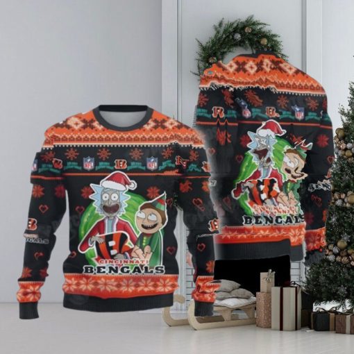 Rick And Morty Nfl Cincinnati Bengals Black Ugly Christmas Sweaters