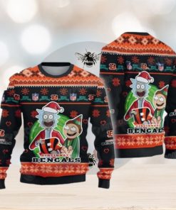 Rick And Morty Nfl Cincinnati Bengals Black Ugly Christmas Sweaters