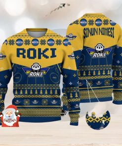 RoKi Hockey 3D Ugly Christmas Sweater Christmas Holiday Gift Custom Name For Men And Women