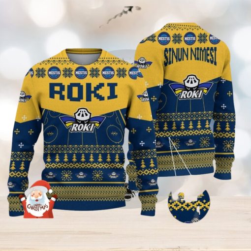 RoKi Hockey 3D Ugly Christmas Sweater Christmas Holiday Gift Custom Name For Men And Women