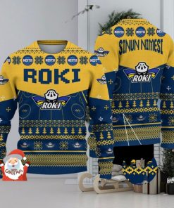 RoKi Hockey 3D Ugly Christmas Sweater Christmas Holiday Gift Custom Name For Men And Women