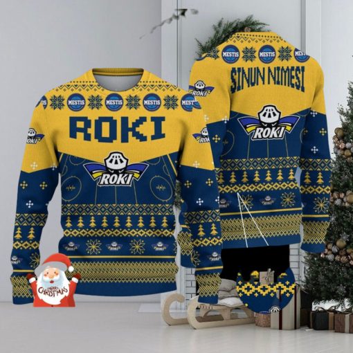 RoKi Hockey 3D Ugly Christmas Sweater Christmas Holiday Gift Custom Name For Men And Women