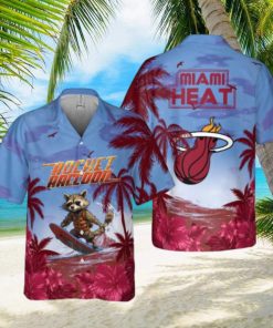 Rocket Raccoon And NBA Miami Heat Summer Pattern Print Hawaiian Shirt