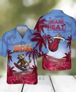 Rocket Raccoon And NBA Miami Heat Summer Pattern Print Hawaiian Shirt