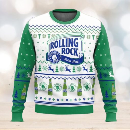 Rolling Rock All Over Printed Ugly Christmas Sweater Trending Christmas Gift Ideas