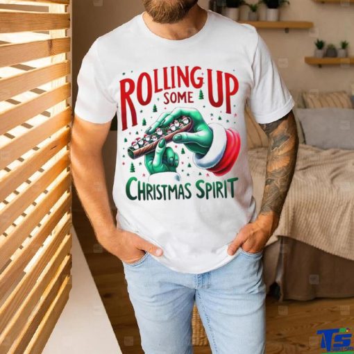 Rolling up some Christmas spirit Grinch hand shirt