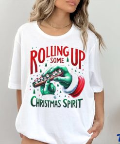 Rolling up some Christmas spirit Grinch hand shirt