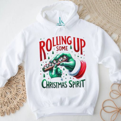 Rolling up some Christmas spirit Grinch hand shirt