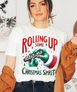Rolling up some Christmas spirit Grinch hand shirt