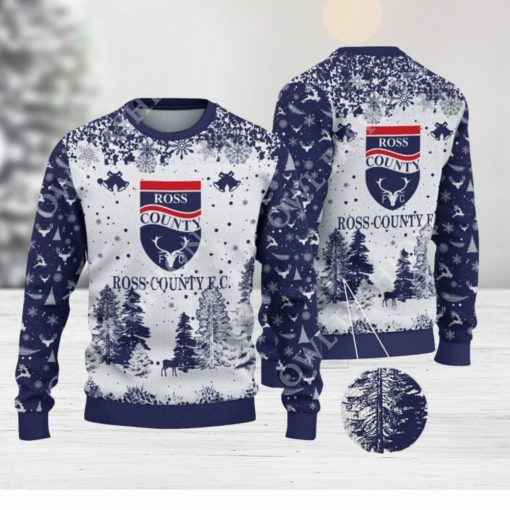 Ross County F.C. SPFL Scottish Snow Fall Pine Ugly sweater