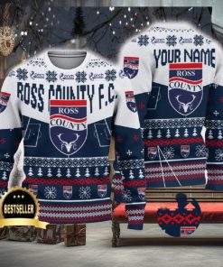 Ross County FC Ugly Christmas Sweater Logo Custom Name Gift Fans