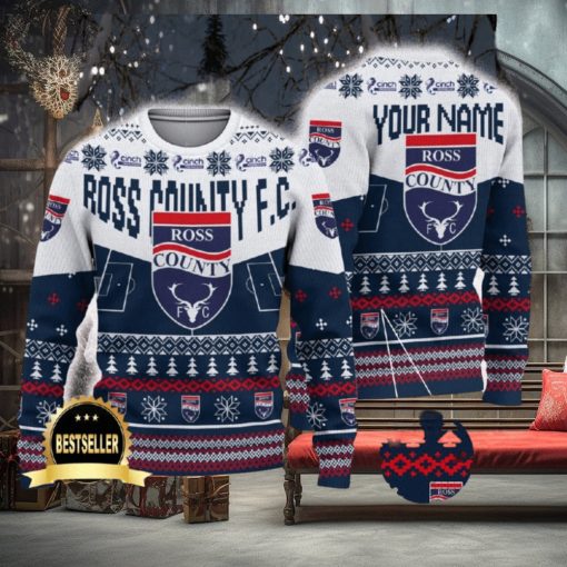 Ross County FC Ugly Christmas Sweater Logo Custom Name Gift Fans