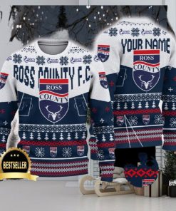 Ross County FC Ugly Christmas Sweater Logo Custom Name Gift Fans