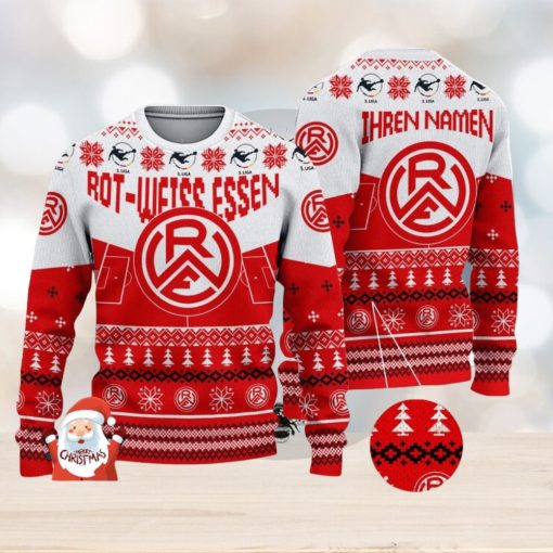 Rot Weiss Essen 3D Ugly Christmas Sweater Christmas Holiday Gift Custom Name For Men And Women