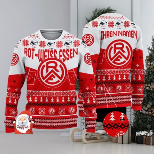 Rot Weiss Essen 3D Ugly Christmas Sweater Christmas Holiday Gift Custom Name For Men And Women