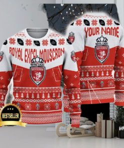 Royal Excel Mouscron Ugly Christmas Sweater Logo Custom Name Gift Fans