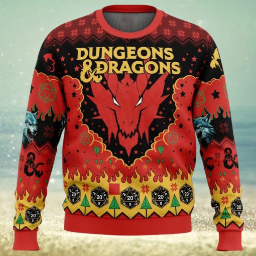 Ruby Dragon Dungeons and Dragons Ugly Christmas Sweater