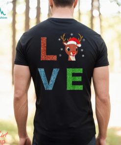 Rudolph Red Nosed Reindeer Glitter LOVE Kids Gift T Shirt