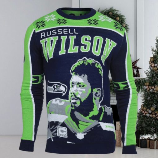 Russell Wilson 3 Seattle Seahawks Ugly Christmas Sweaters