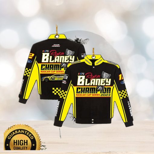 Ryan Blaney JH Design 2023 NASCAR Cup Series Champion Menards Twill Driver Uniform Full Snap Jacket Christmas Ornament