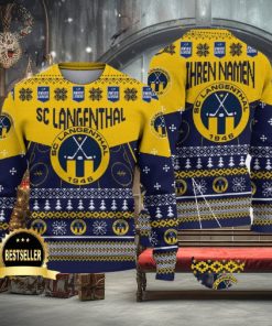 SC Langenthal Ugly Christmas Sweater Logo Custom Name Gift Fans