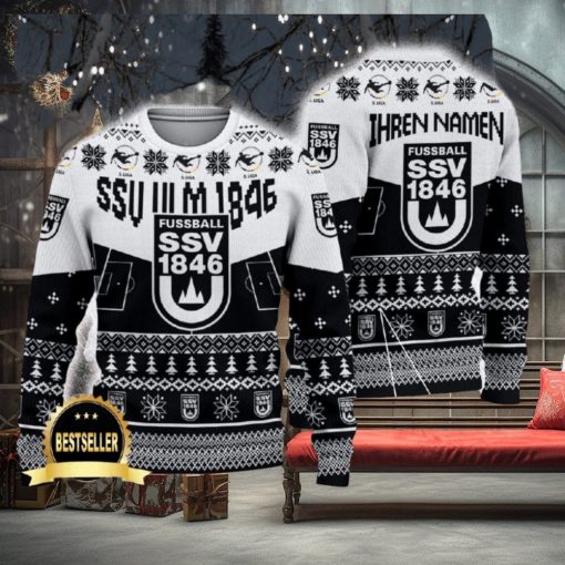 SSV Ulm 1846 Ugly Christmas Sweater Logo Custom Name Gift Fans