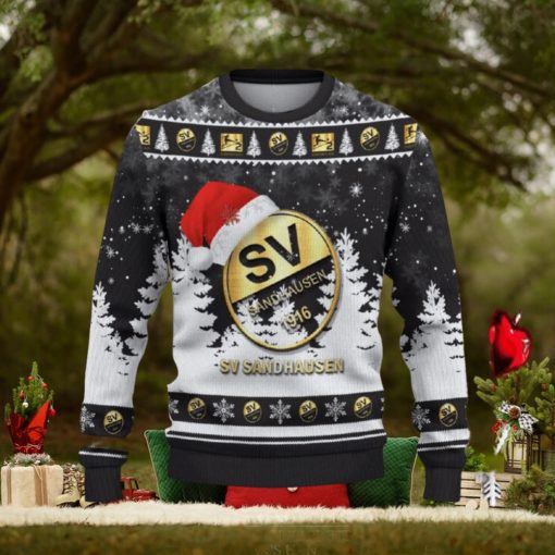 SV Sandhausen Ugly Christmas Sweater Santa Hat Logo Trending Christmas Gift For Fans