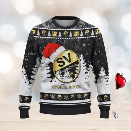 SV Sandhausen Ugly Christmas Sweater Santa Hat Logo Trending Christmas Gift For Fans