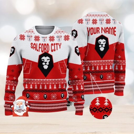 Salford City 3D Ugly Christmas Sweater Christmas Holiday Gift Custom Name For Men And Women