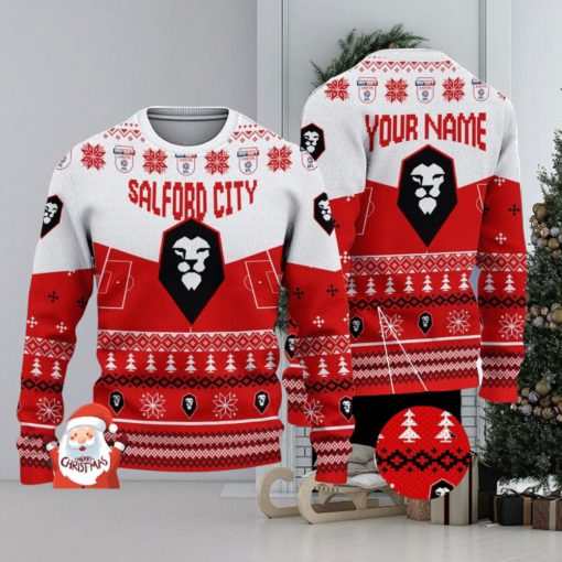 Salford City 3D Ugly Christmas Sweater Christmas Holiday Gift Custom Name For Men And Women