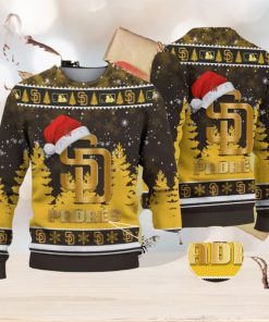 San Diego Padres Logo Golden Fans Santa Hat Tree Ugly Xmas 3D Sweater