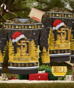 San Diego Padres Logo Golden Fans Santa Hat Tree Ugly Xmas 3D Sweater