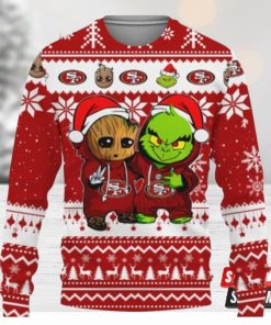 San Francisco 49Ers Baby Groot And Grinch Best Friends Ugly Christmas Sweaters