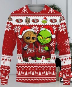 San Francisco 49Ers Baby Groot And Grinch Best Friends Ugly Christmas Sweaters